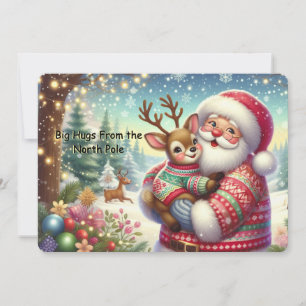 Nordpol-Weihnachtsgrußkarte mit Santa und Rentier Feiertagskarte