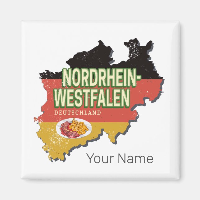 Nordrhein-Westfalen Deutschland Retro NRW Souvenir Magnet (Vorne)