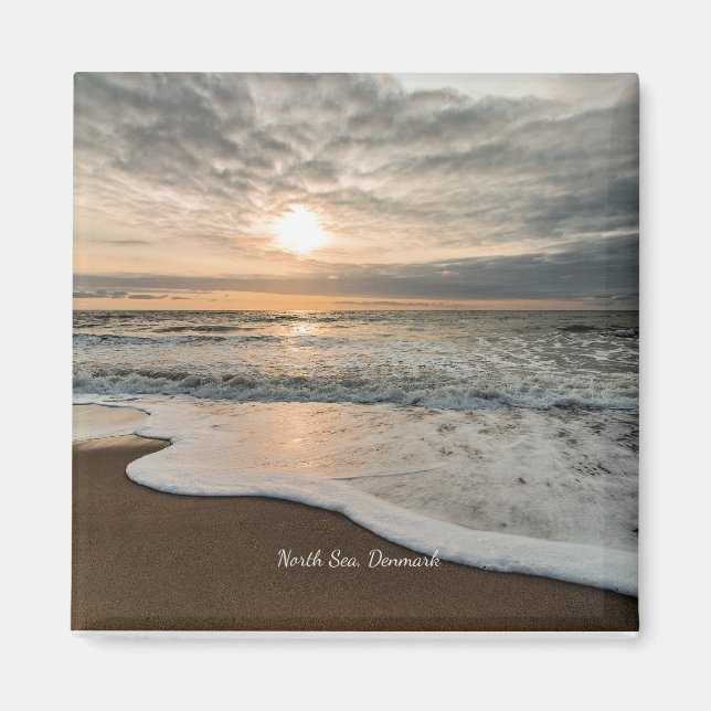 Nordsee, Dänemark malerischer Sonnenuntergang, Magnet (Vorne)