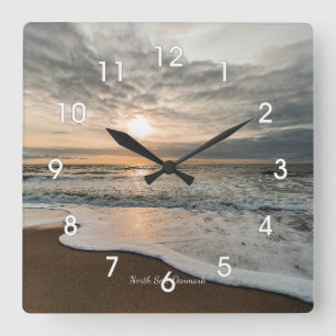 Nordsee, Dänemark malerischer Sonnenuntergang, Quadratische Wanduhr