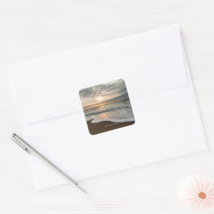 Nordsee, Dänemark, malerischer Sonnenuntergang, Quadratischer Aufkleber