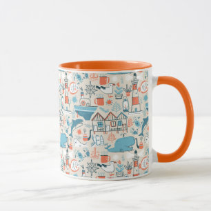 Nordsee-niedliches Gekritzel-Muster Tasse