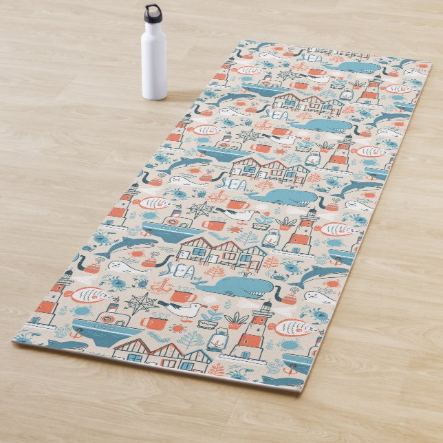 Nordsee-niedliches Gekritzel-Muster Yogamatte (Beispiel)