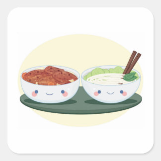 Nordvietnamesisch Noodles Bun Cha Quadratischer Aufkleber