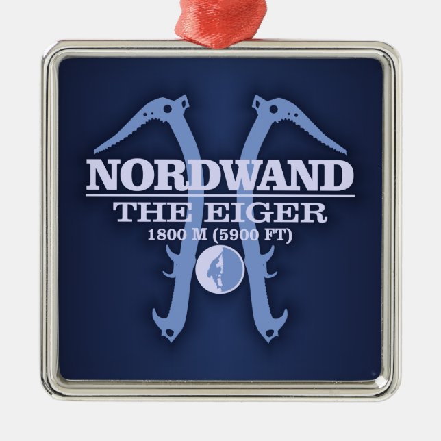 Nordwand "The Eiger" Silbernes Ornament (Vorne)