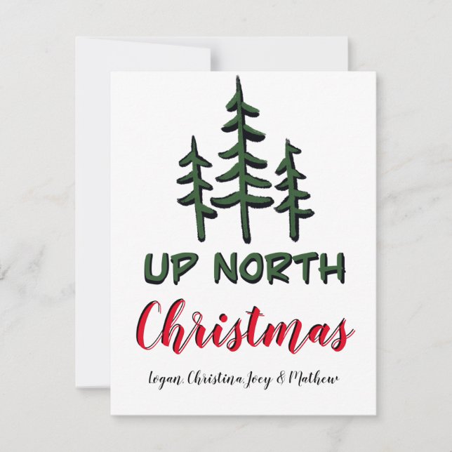Nordweihnachtlich, rustikale Evergreens Mitteilungskarte (Vorderseite)