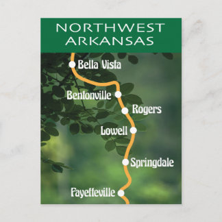Nordwest-Arkansas-Städtekarte Kunst Mit Baum Postkarte