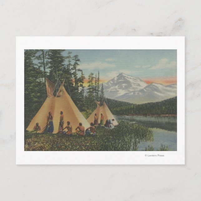 Nordwestliche Amerikanische Ureinwohner - zwei Tee Postkarte (Vorderseite)