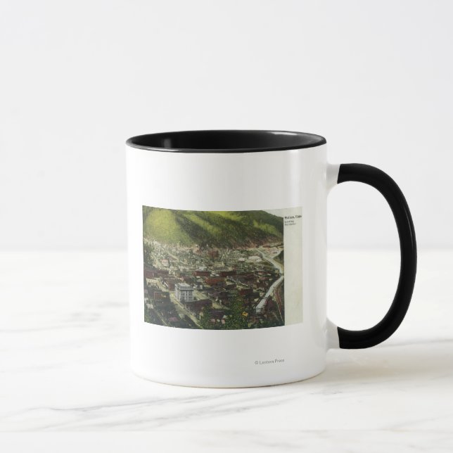 Nordwestliche Luftansicht StadtWallace, ID Tasse (Rechts)