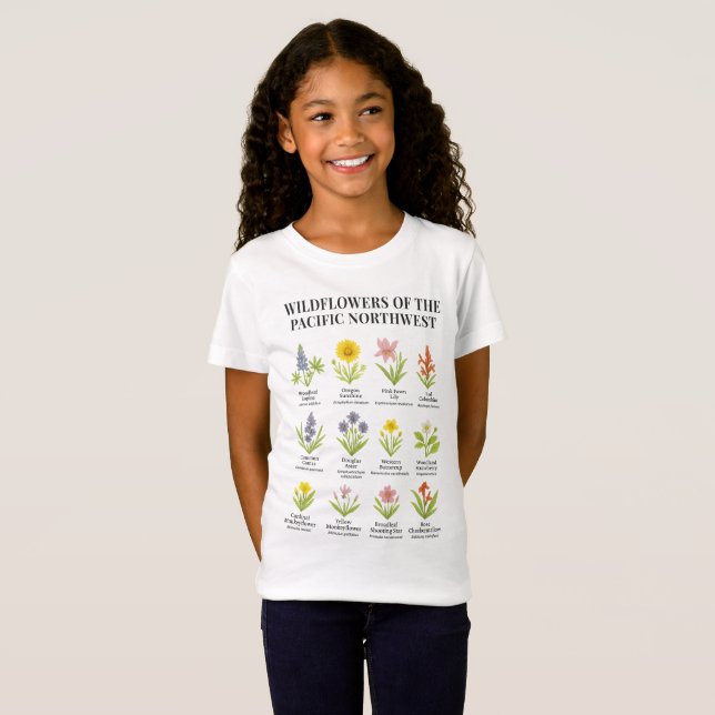 Nordwestpazifik-Wildblumen - Wasserfarbstil T-Shirt (Vorne ganz)