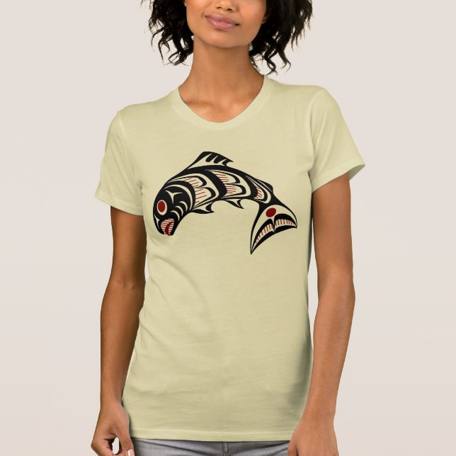 Nordwestpazifikküste Haida art Salmon T-Shirt (Vorderseite)
