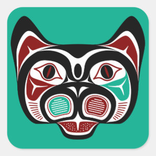 Nordwestpazifikküste Haida Kitty Quadratischer Aufkleber