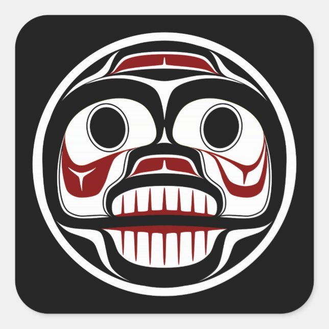 Nordwestpazifikküste Haida Wüstenschädel Quadratischer Aufkleber (Vorderseite)