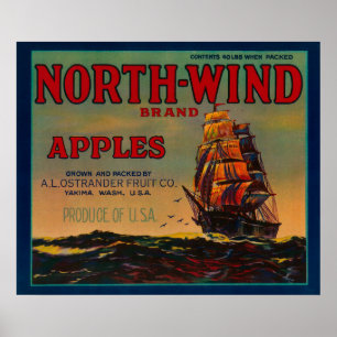 Nordwind-Apple-Kiste LabelYakima, WA Poster