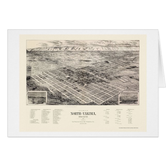 NordYakima, WA panoramische Karte - 1889 (Vorderseite (Horizontal))