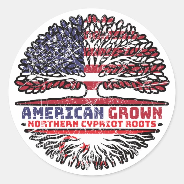 Nordzypriotische Nordzypriotin USA Tree Runder Aufkleber (Vorderseite)
