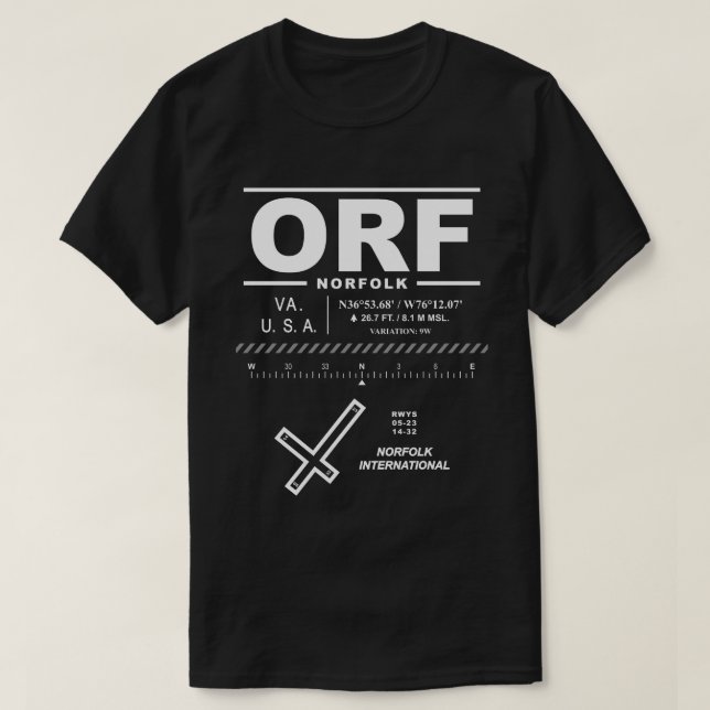 Norfolk International Airport ORF T - Shirt (Design vorne)
