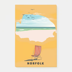 Norfolk Karte illustriertes Reiseplakat Post-it Klebezettel