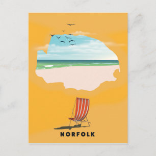 Norfolk Map illustriertes Reiseplakat Postkarte