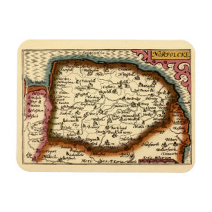Norfolk "Norfolcke" Landkreis England Old Atlas Ma Magnet