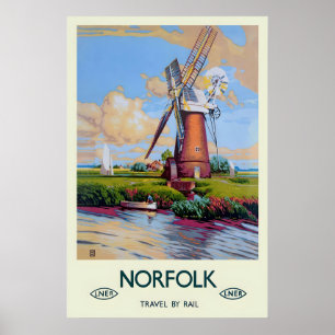 Norfolk Norwich Großbritannien Großbritannien Vint Poster