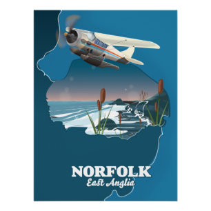 Norfolk Ostanglien Karte Poster