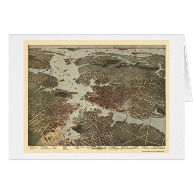 Norfolk, panoramische Karte VA - 1891 (Vorderseite (Horizontal))