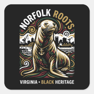 Norfolk Roots Sea Lion African American Maritime  Quadratischer Aufkleber