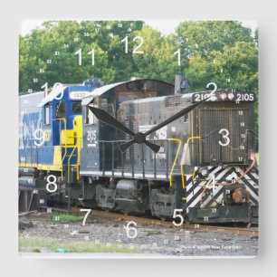 Norfolk südlicher Schalter 1001 2105 u. CSX 1537 Quadratische Wanduhr
