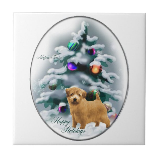 Norfolk Terrier Christmas Fliese (Vorderseite)