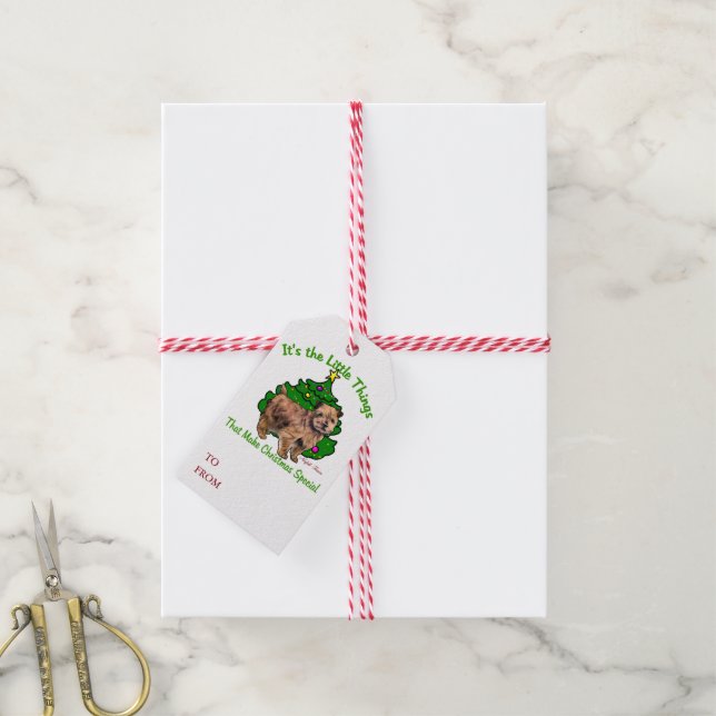 Norfolk Terrier Christmas Geschenkanhänger (Mit Garn)