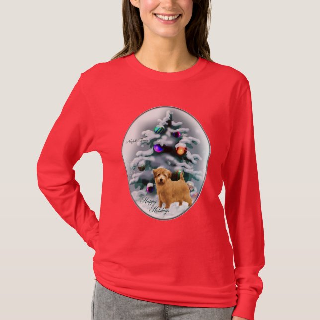 Norfolk Terrier Christmas Geschenke T-Shirt (Vorderseite)