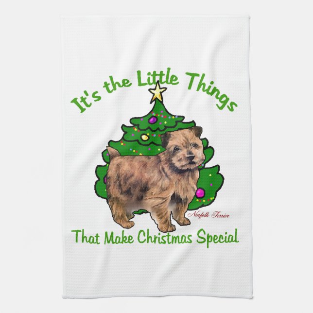 Norfolk Terrier Christmas Geschirrtuch (Vertikal)