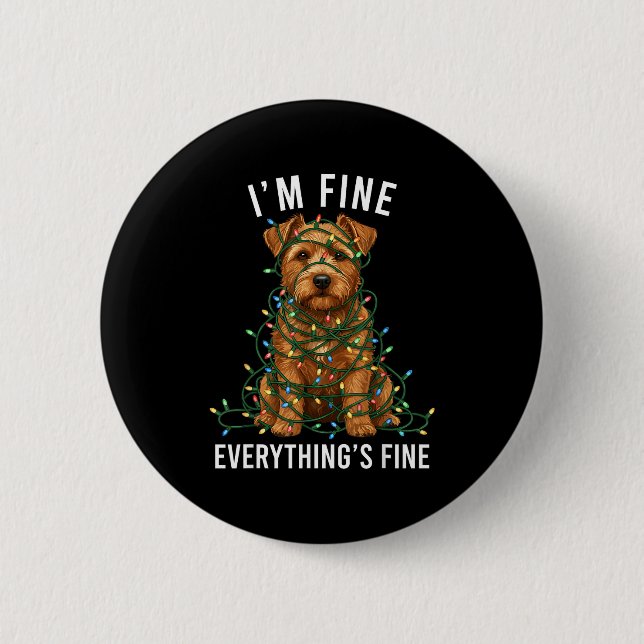 Norfolk Terrier Christmas I'm Fine Everything Is F Button (Vorderseite)