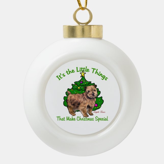 Norfolk Terrier Christmas Keramik Kugel-Ornament (Vorderseite)