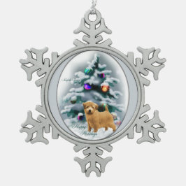 Norfolk Terrier Christmas Schneeflocken Zinn-Ornament