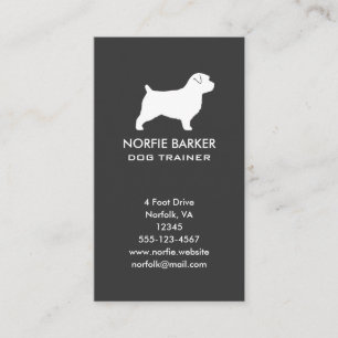Norfolk Terrier Dog Breed Silhouette Vertikal Visitenkarte