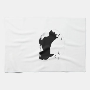 Norfolk Terrier Hund � Halloween Mond Silhouette C Geschirrtuch