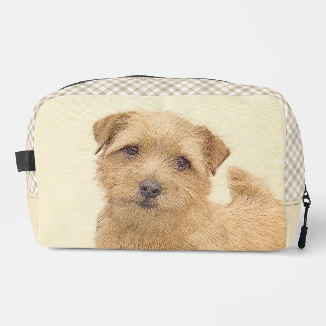 Norfolk Terrier Malerei Niedlich Original Hunde Ku Waschbeutel (Vorderseite)