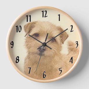 Norfolk Terrier Malerei - Originale Hunde Kunst Uhr