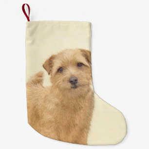 Norfolk Terrier Painting - Original Dog Art Kleiner Weihnachtsstrumpf
