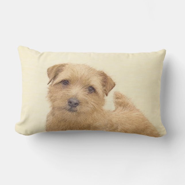 Norfolk Terrier Painting - Original Dog Art Lendenkissen (Vorderseite)