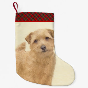 Norfolk Terrier Painting - Original Hund Kunst Kleiner Weihnachtsstrumpf
