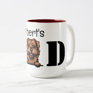 Norfolk Terrier Peeking Personalisierter Vater Zweifarbige Tasse