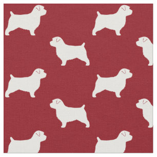Norfolk-Terrier-Silhouette-Muster-Rot Stoff