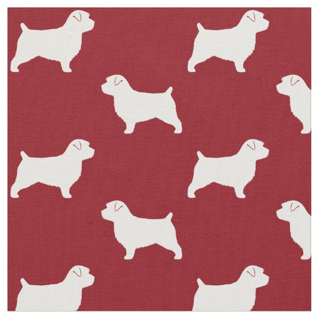 Norfolk-Terrier-Silhouette-Muster-Rot Stoff (Nahaufnahme)