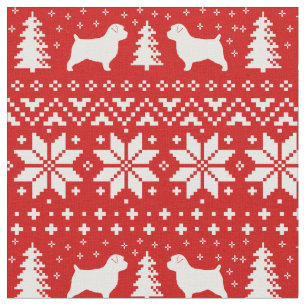 Norfolk-Terrier-Silhouette-Weihnachtsmuster Stoff