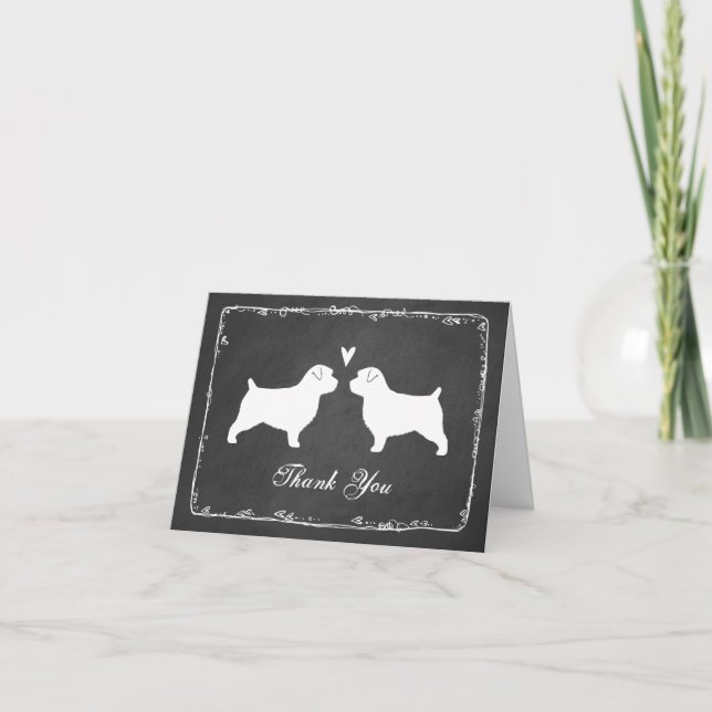 Norfolk Terrier Silhouetten Wedding Vielen Dank Dankeskarte (Vorderseite)