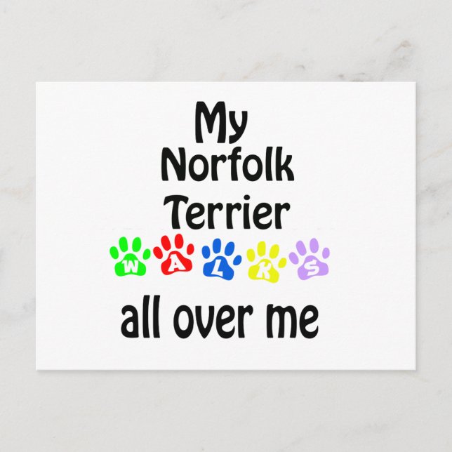 Norfolk Terrier Walks Design Postkarte (Vorderseite)