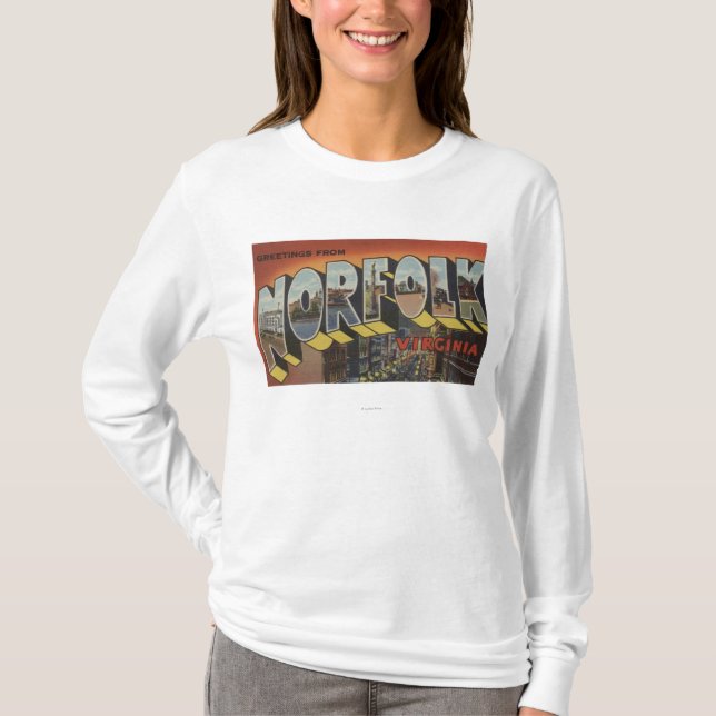 Norfolk, Virginia - große Buchstabe-Szenen T-Shirt (Vorderseite)